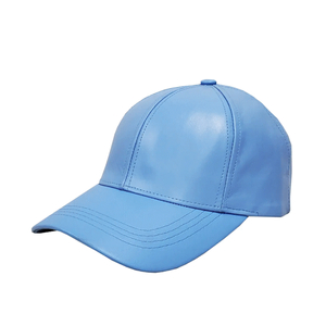 Leather Baseball Cap - Sky Blue
