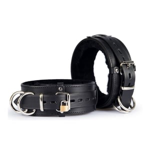 Heavy Duty Lined Leather Thigh Restraints - Lock Buckle