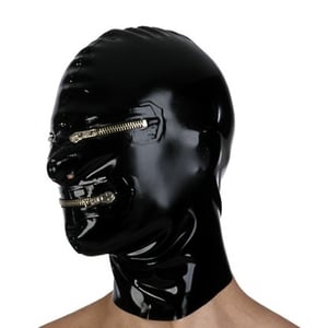 Latex Hood with Zipper Eyes and Mouth