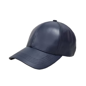 Leather Baseball Cap - Navy Blue
